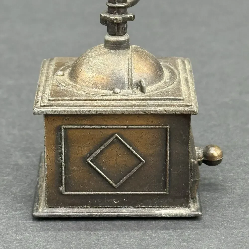Vintage Die Cast Metal Bronze Coffee Grinder Collectible Pencil Sharpener